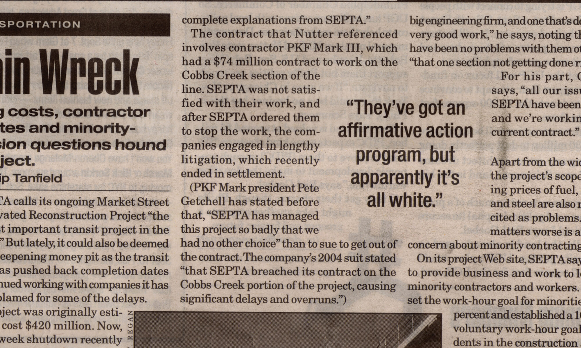 Train Wreck, Philadelphia City Paper, published on September 6, 2007.