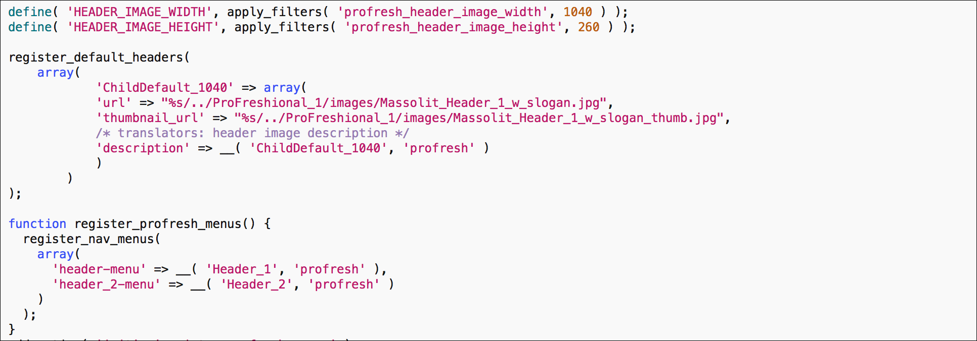 Screenshot: Custom PHP code and screenshots from the 2013 version of massolit-media.com.