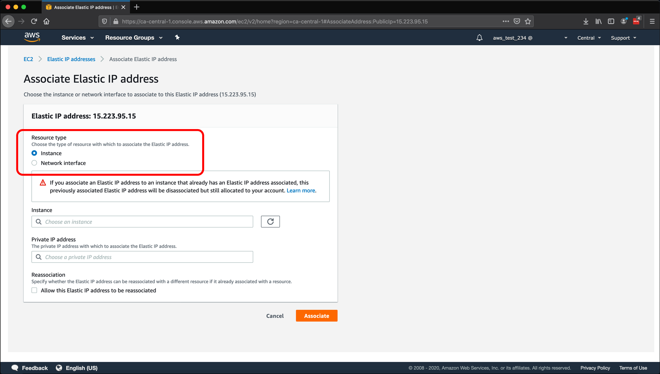 Screenshot: AWS EC2 instance, Elastic IPs, Route 53 DNS management, and restarting or shutting down the instance.