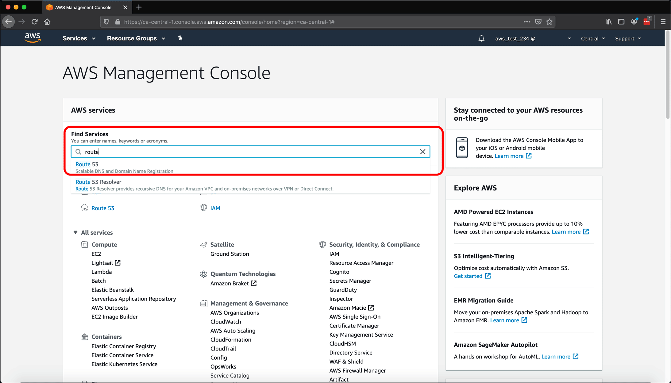 Screenshot: AWS EC2 instance, Elastic IPs, Route 53 DNS management, and restarting or shutting down the instance.