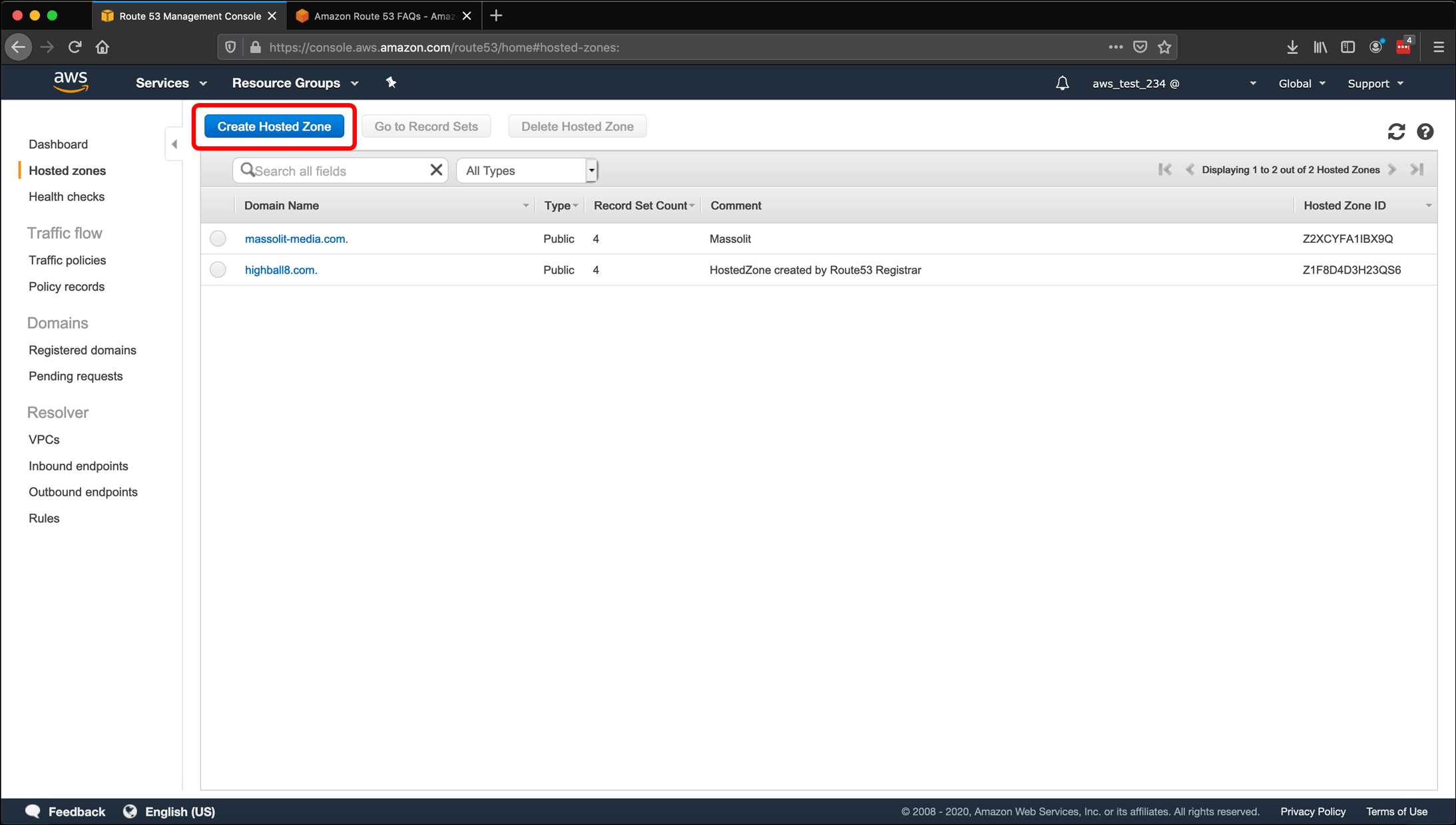 Screenshot: AWS EC2 instance, Elastic IPs, Route 53 DNS management, and restarting or shutting down the instance.