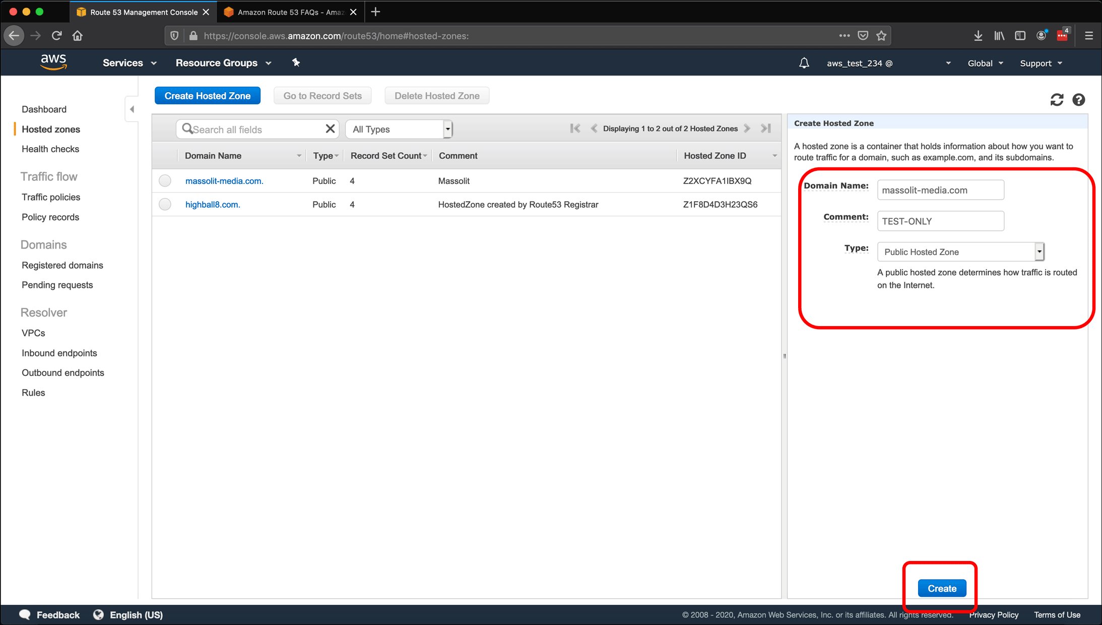 Screenshot: AWS EC2 instance, Elastic IPs, Route 53 DNS management, and restarting or shutting down the instance.