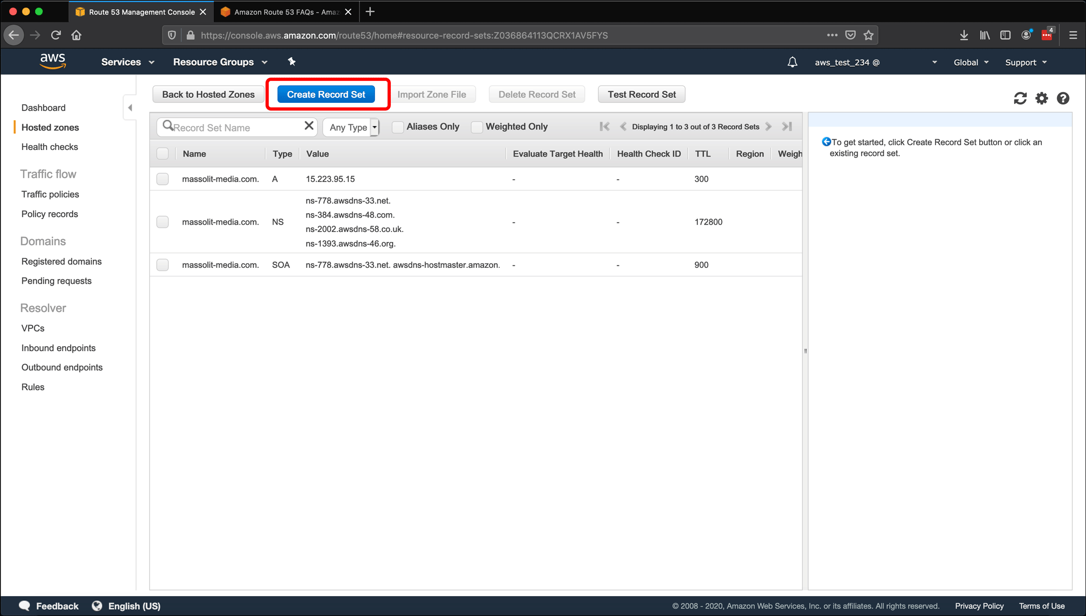 Screenshot: AWS EC2 instance, Elastic IPs, Route 53 DNS management, and restarting or shutting down the instance.