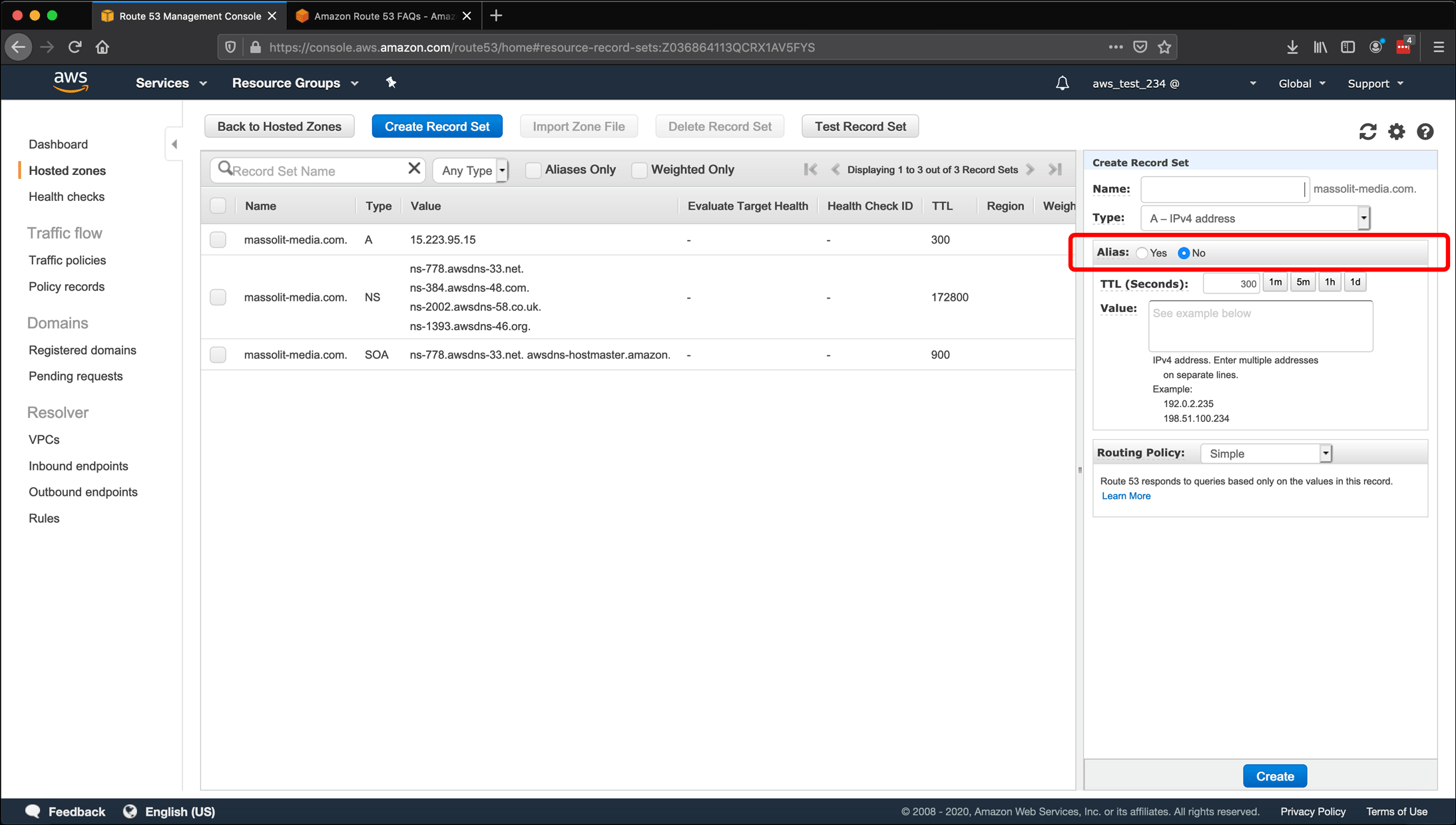 Screenshot: AWS EC2 instance, Elastic IPs, Route 53 DNS management, and restarting or shutting down the instance.