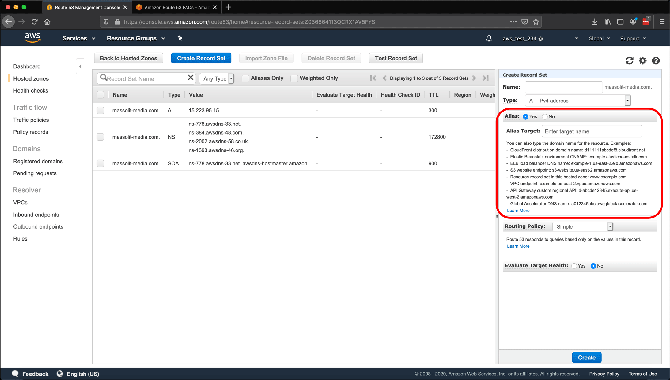 Screenshot: AWS EC2 instance, Elastic IPs, Route 53 DNS management, and restarting or shutting down the instance.