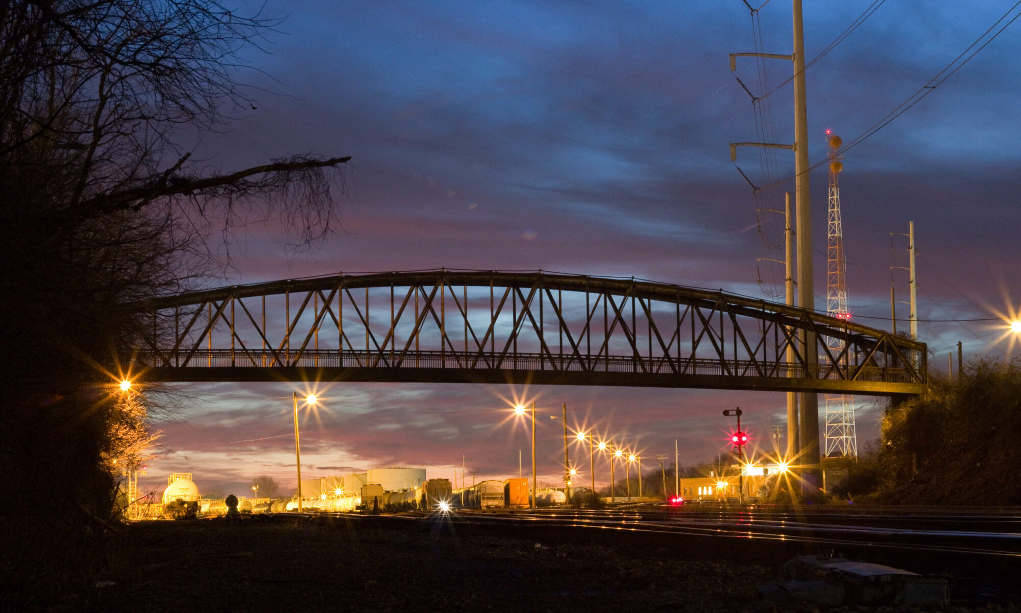 Railroad yard at twilight, Philadelphia, PA, USA, 2011.