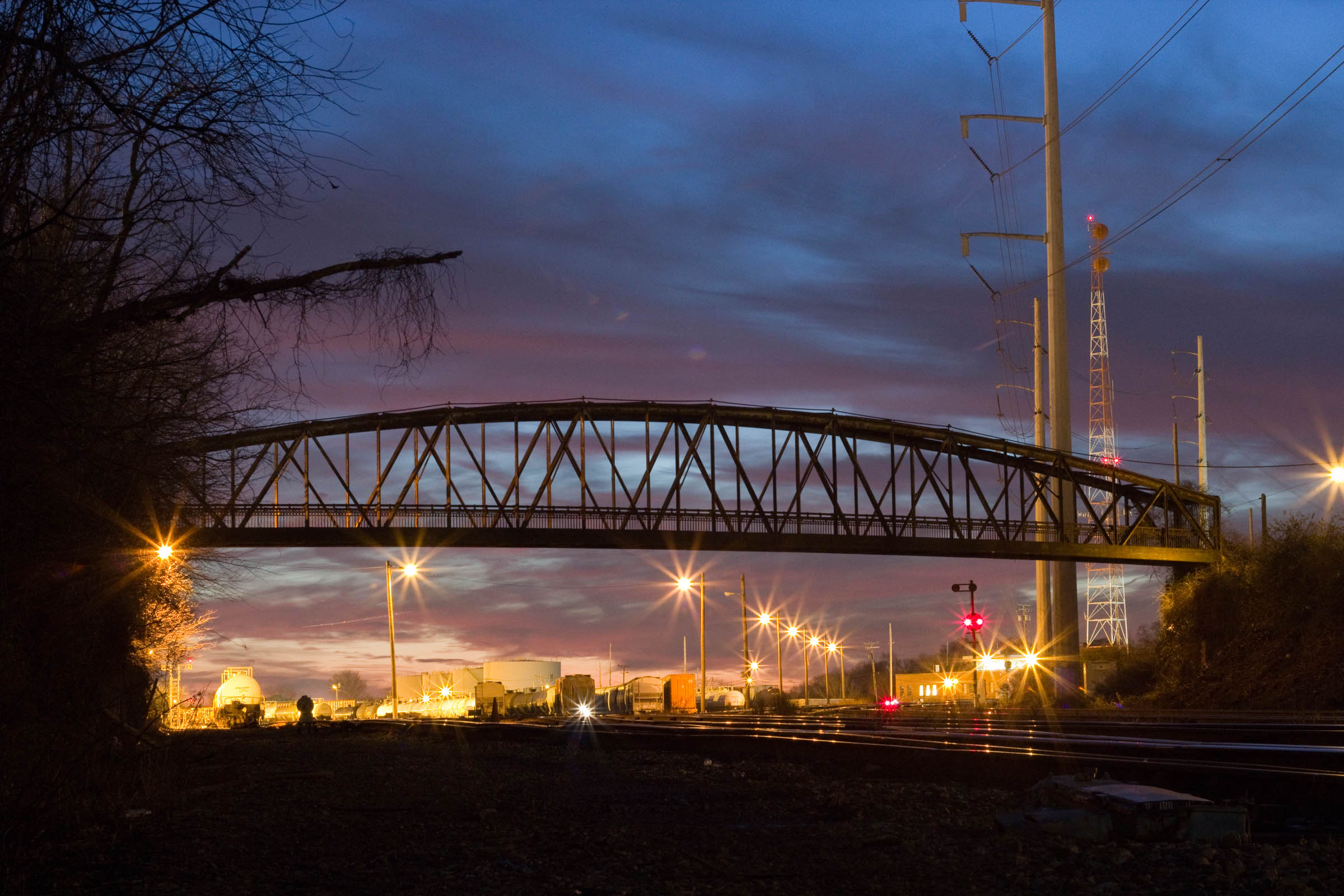 Railroad yard at twilight, Philadelphia, PA, USA, 2011.