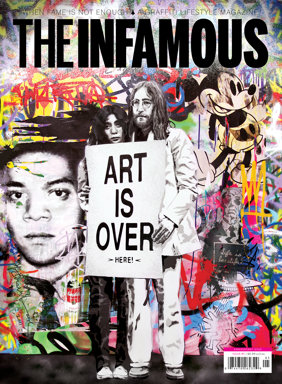 Cover of Issue 5 of The Infamous magazine, 2011. Illustration by Mr. Brainwash.