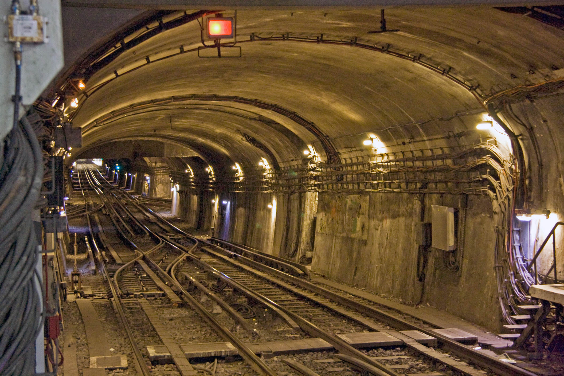 Paris Metro (RATP) tunnel as seen from station, Paris, France, 2010.