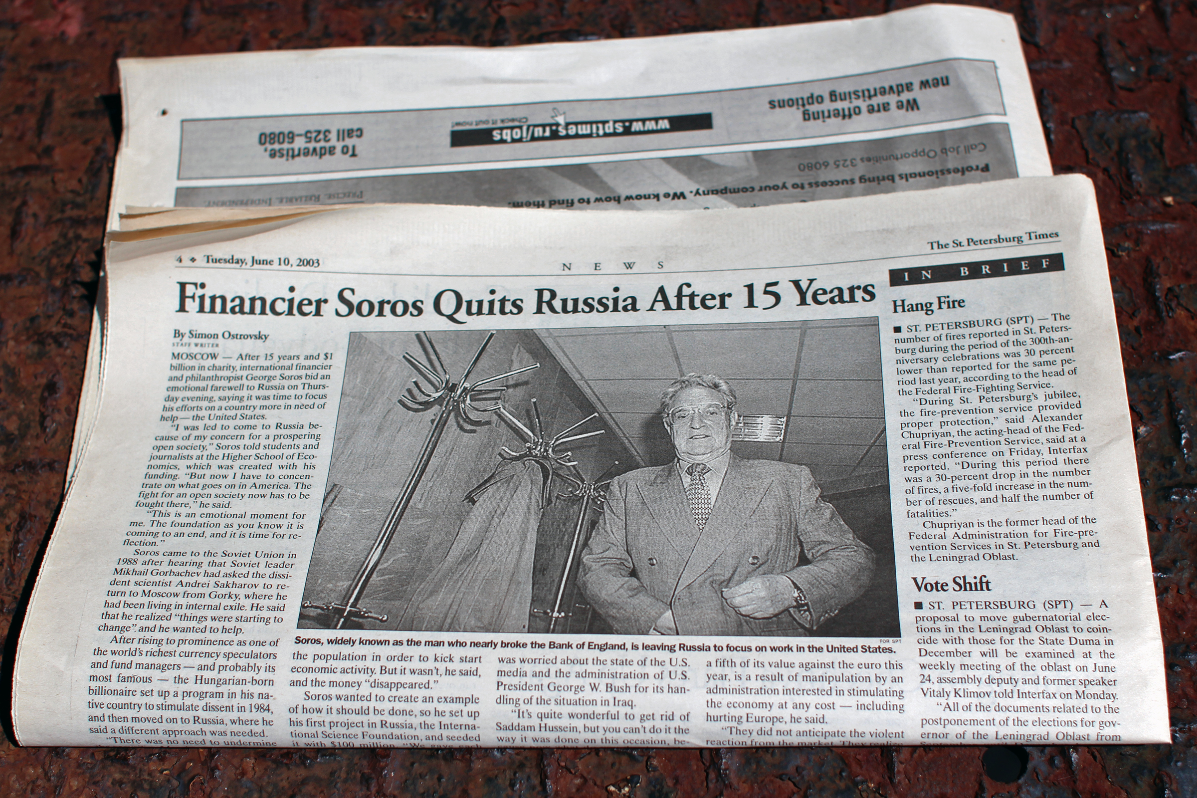 Photo of the June 10, 2003, edition of The St. Petersburg Times.