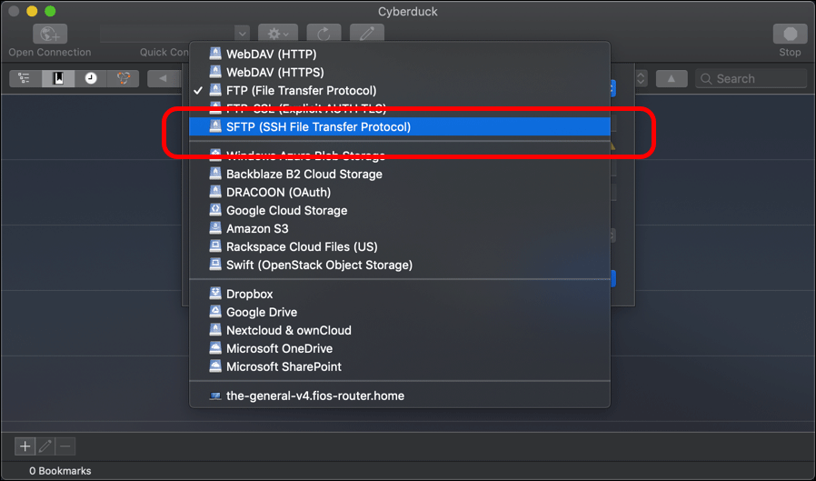 Screenshot displaying connecting to an AWS EC2 instance using Cyberduck FTP client.