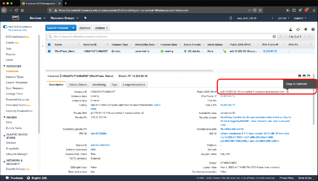 Screenshot displaying connecting to an AWS EC2 instance using Cyberduck FTP client.