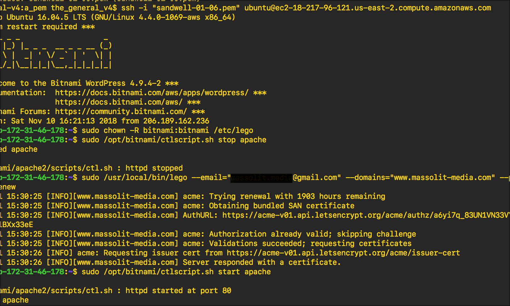 Screenshot illustrating the process to renew a TLS certificate.